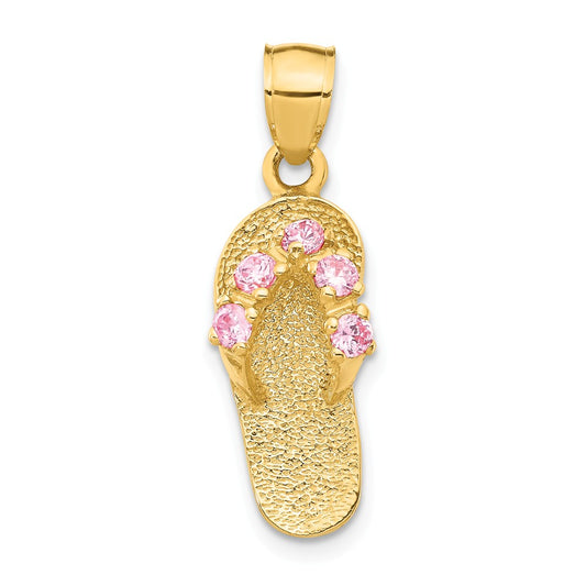 14K OCTOBER/CZ BIRTHSTONE FLIP FLOP PENDANT