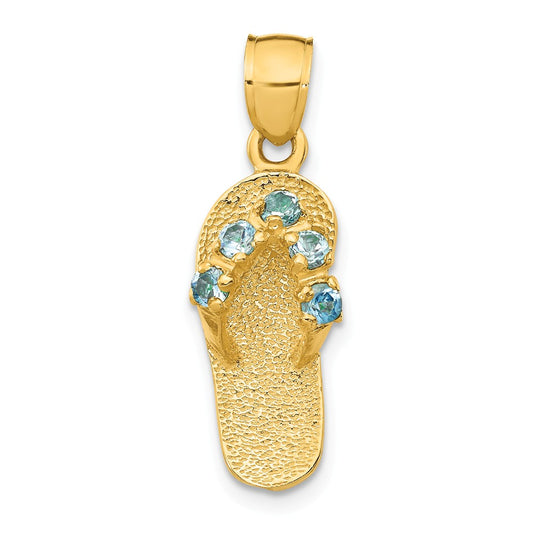 14K #D December / CZ Birthstone Flip Flop Pendant