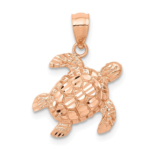 CAPTIVATING 14K ROSE GOLD TURTLE PENDANT