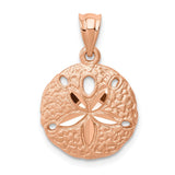14K ROSE BRUSHED & DIAMOND-CUT SAND DOLLAR PENDANT