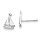 14K WHITE GOLD WHITE MINI SAILBOAT POST EARRINGS