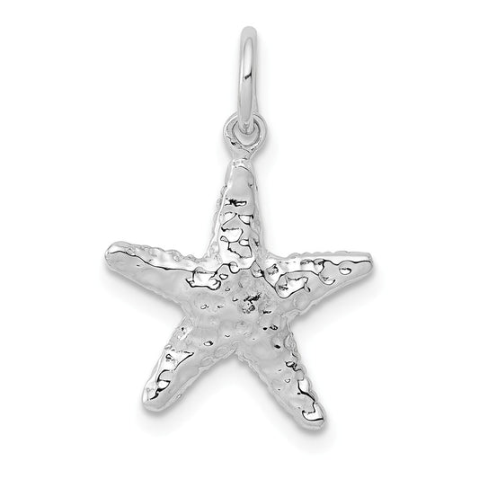 WAVE-MAKING 14K WHITE GOLD POLISHED STARFISH PENDANT