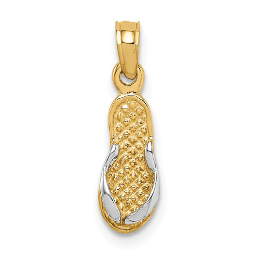 14K & RHODIUM SINGLE FLIP-FLOP PENDANT