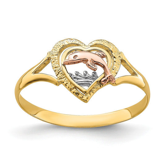 14K DAINTY DOLPHIN LOVE RING