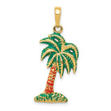 14K ENAMELED PALM TREE PENDANT