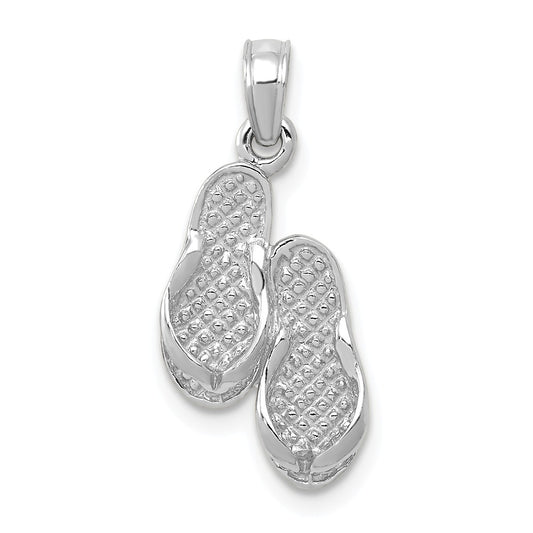 14K WHITE GOLD WHITE DOUBLE FLIP-FLOP PENDANT