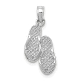 14K WHITE GOLD WHITE DOUBLE FLIP-FLOP PENDANT