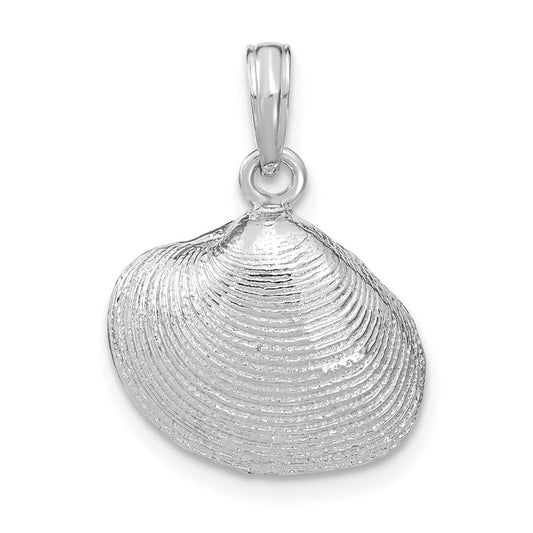 14K WHITE GOLD MEDIUM CLAM SHELL PENDANT