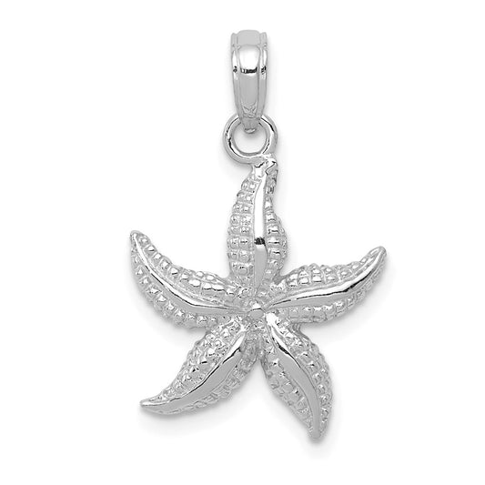 WHIMSICAL 14K WHITE GOLD STARFISH PENDANT