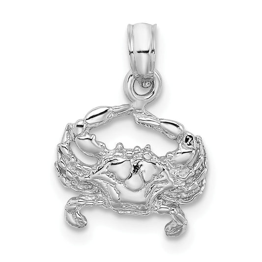 14K WHITE GOLD 2D BLUE CRAB CHARM