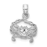 14K WHITE GOLD 2D BLUE CRAB CHARM