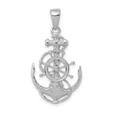 Pendentif ancre et barre de taille moyenne en or blanc 14 carats