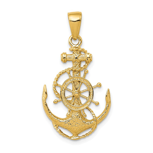 14K YELLOW GOLD ANCHOR AND HELM PENDANT