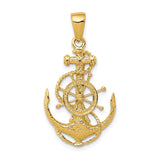 14K YELLOW GOLD ANCHOR AND HELM PENDANT