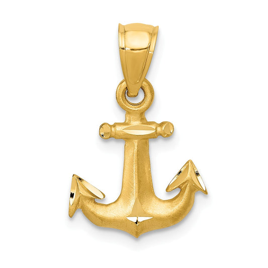 14K SEAS THE DAY ANCHOR PENDANT