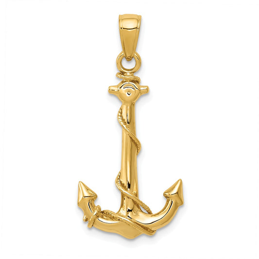 14K ANCHOR WITH ROPE PENDANT
