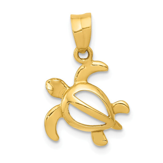 14K MODERN SEA TURTLE PENDANT