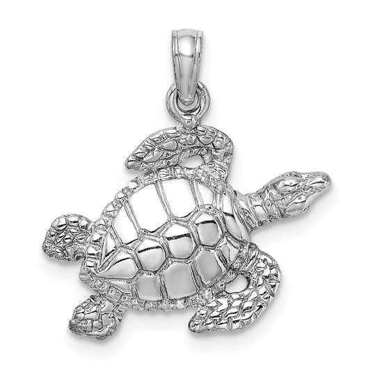 14K WHITE GOLD SEA TURTLE PENDANT