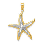 14K WITH RHODIUM STARFISH PENDANT