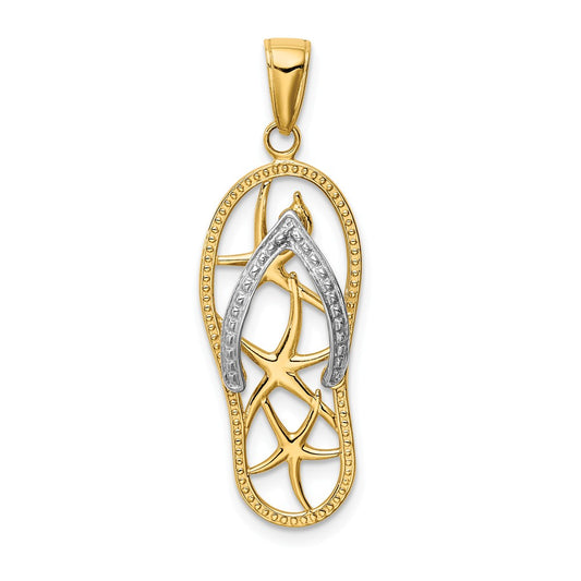 14K TWO-TONE STARFISH FLIP-FLOP PENDANT