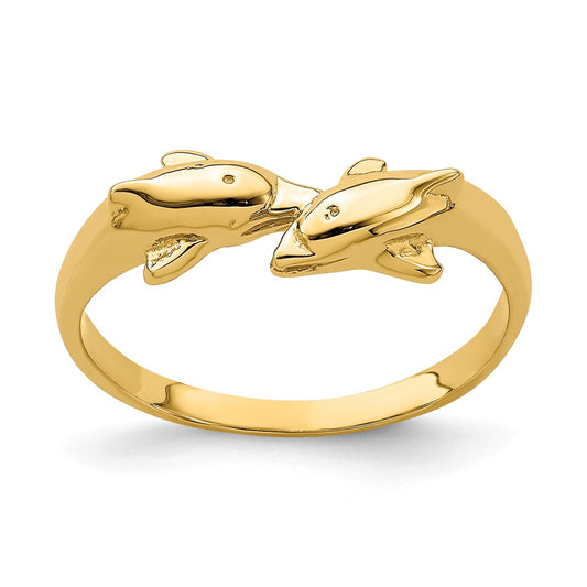 14K KISSING DOLPHIN RING