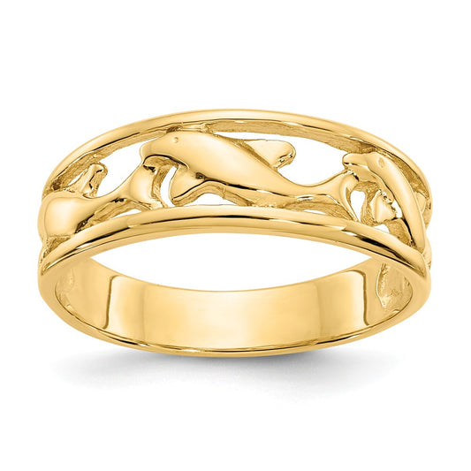 14K MAKE A SPLASH DOLPHIN BAND RING