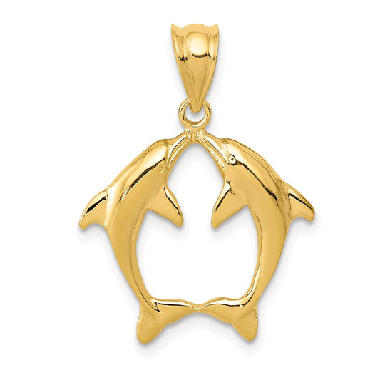 14K TWO DOLPHINS PENDANT