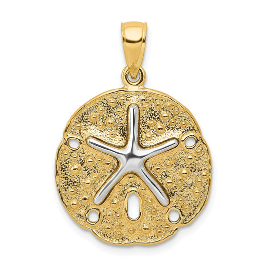 14K TWO TONE SAND DOLLAR W/ STARFISH PENDANT