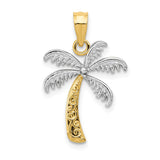 14K WITH RHODIUM PALM TREE PENDANT