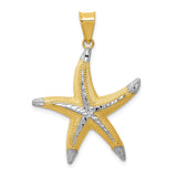 14K AND RHODIUM D/C POLISHED STARFISH PENDANT