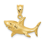 14K SATIN & DIAMOND-CUT SHARK PENDANT