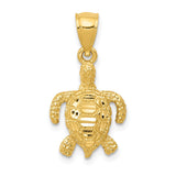 14K DIAMOND-CUT SEA TURTLE PENDANT