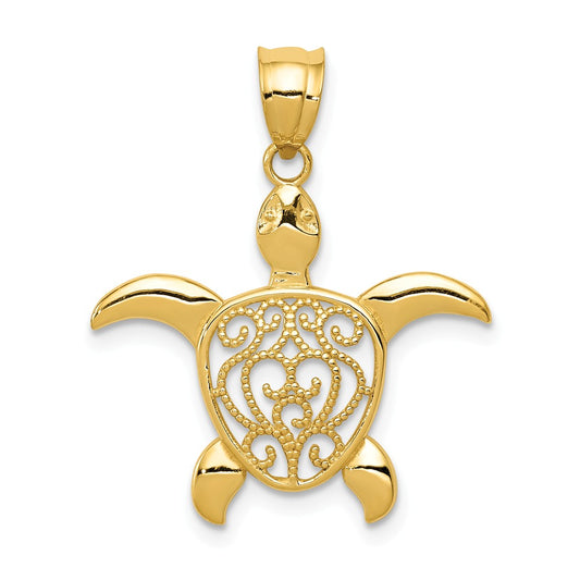 ELEGANT 14K SEA TURTLE PENDANT