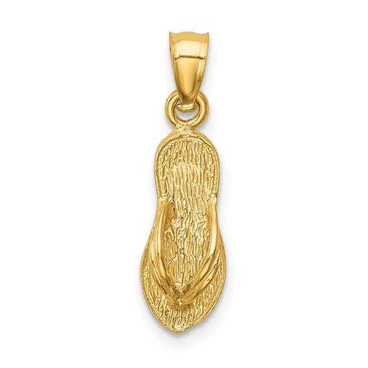 14K POLISHED AND TEXTURED FLIP FLOP PENDANT