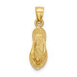 14K POLISHED AND TEXTURED FLIP FLOP PENDANT