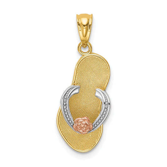14K YELLOW & ROSE W/ RHODIUM SANDAL PENDANT