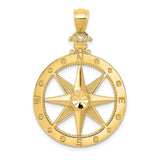 14K DIAMOND-CUT POLISHED & SATIN COMPASS PENDANT