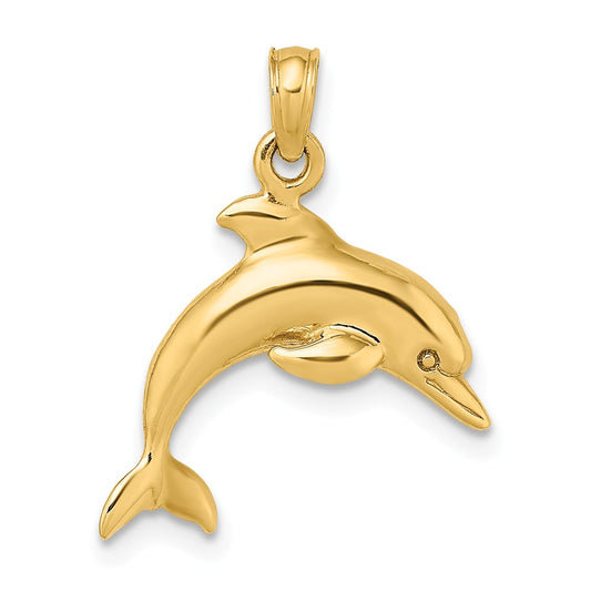 14K 3-D DOLPHIN JUMPING CHARM PENDANT