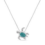 Glimmering Sterling Silver Turtle Pendant