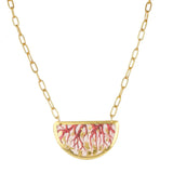 Evocateur Coral Half Circle Necklace