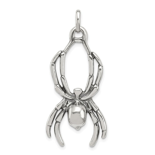 STERLING SILVER ANTIQUED SPIDER PENDANT