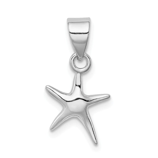 STERLING SILVER RHODIUM-PLATED DAINTY STARFISH PENDANT