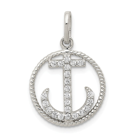 STERLING SILVER SPARKLY ANCHOR PENDANT / SKU# QC8997