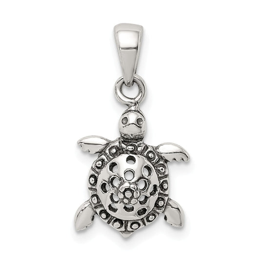 STERLING SILVER GEOMETRIC DOT SEA TURTLE PENDANT