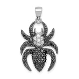 STERLING SILVER BLACK & WHITE CZ SPIDER PENDANT / SKU# QP2113