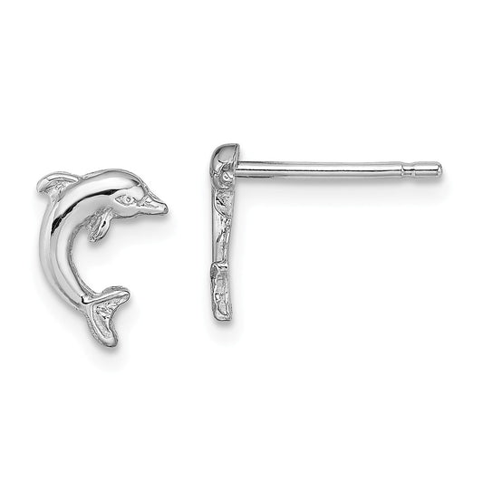 14K WHITE GOLD JUMPING DOLPHIN EARRINGS