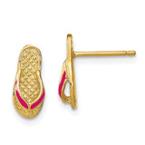 14K FUSCHIA ENAMEL SINGLE FLIP-FLOP POST EARRINGS