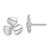 14K WHITE GOLD THREE BLADE PROPELLER W/ CENTER BEAD POST EARRINGS / HP