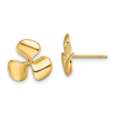 14K THREE BLADE PROPELLER W/CENTER BEAD POST EARRINGS / HP