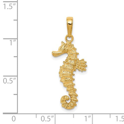 14K POLISHED OPEN-BACKED SEAHORSE PENDANT